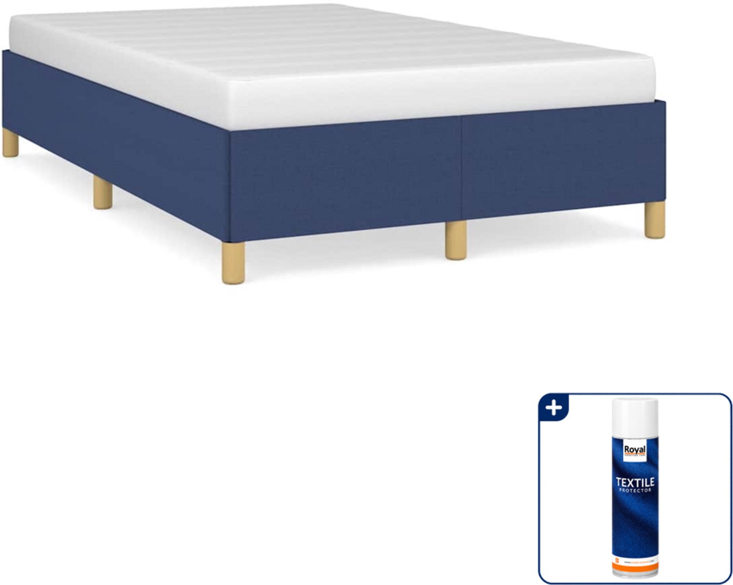 vidaXL bedframe - 120 x 190 cm - stof - blauw - Inclusief textielbeschermer 500 ml