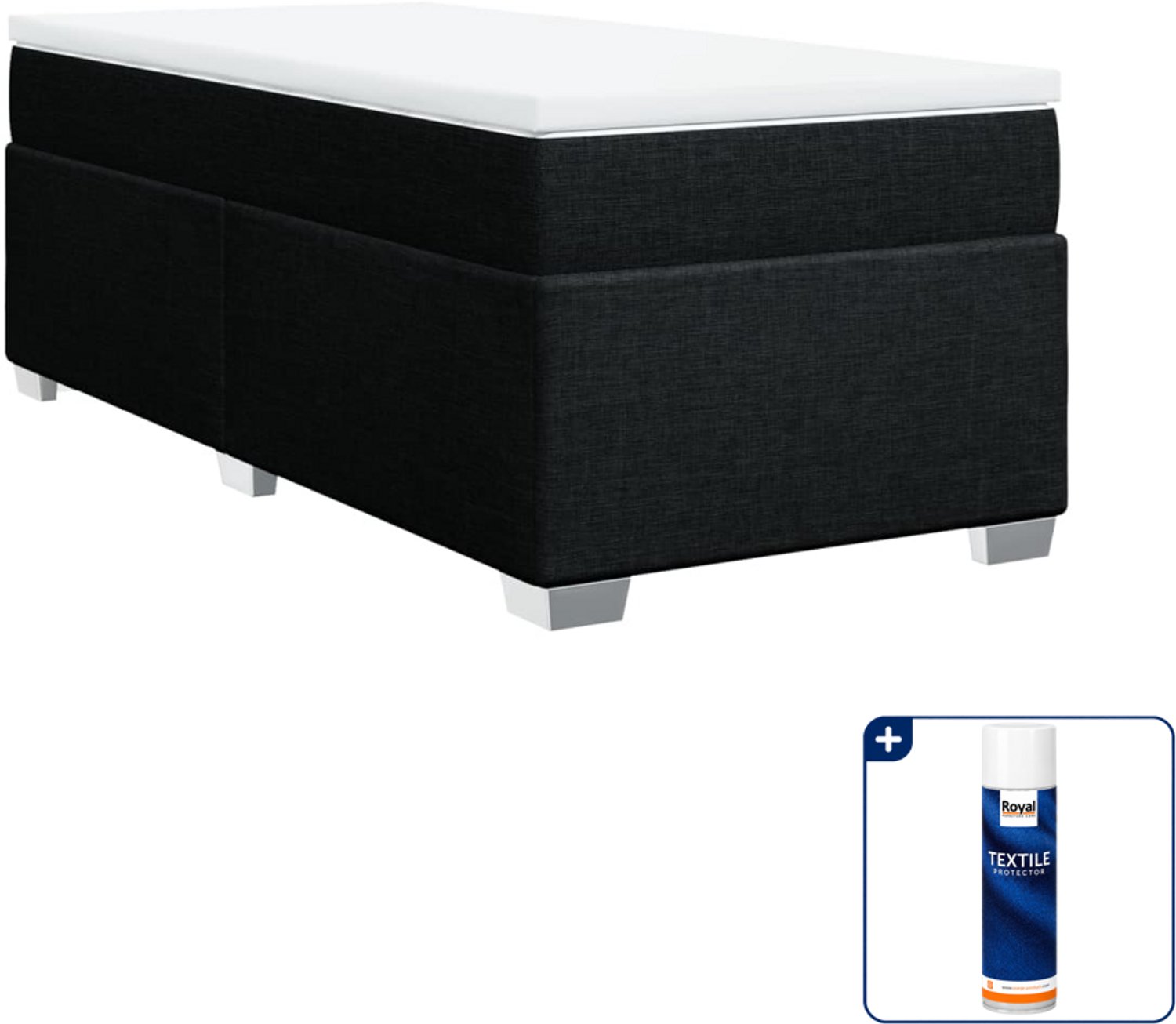 vidaXL boxspring met matras 90 x 190 cm - zwart - Inclusief textielbeschermer 500 ml