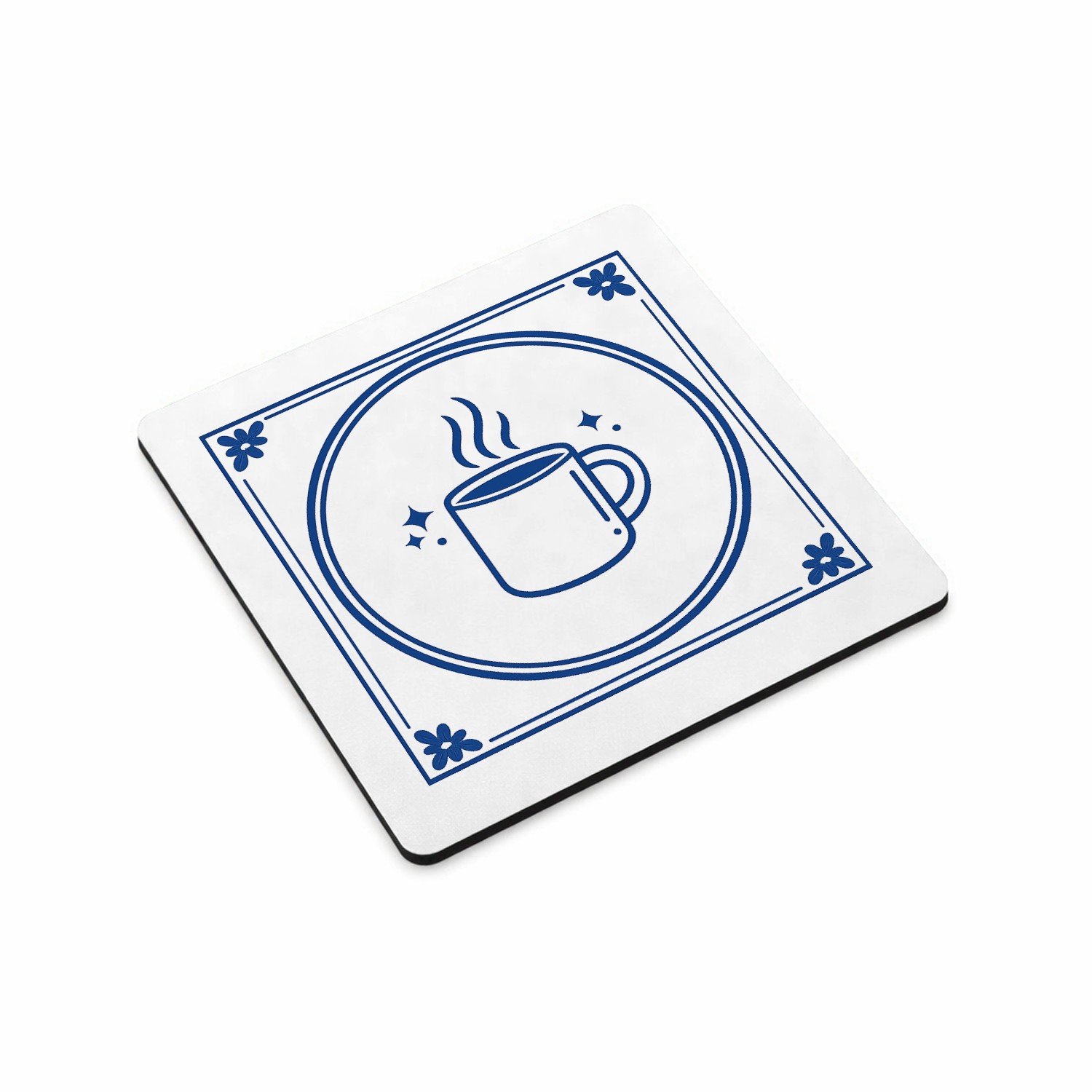 Mr Cadeautjes MDF magnetische fotolijst vierkant 9,5 - design Klassieke tegel met luchtige ochtendhumor rond koffie en cha | cadeau Wit