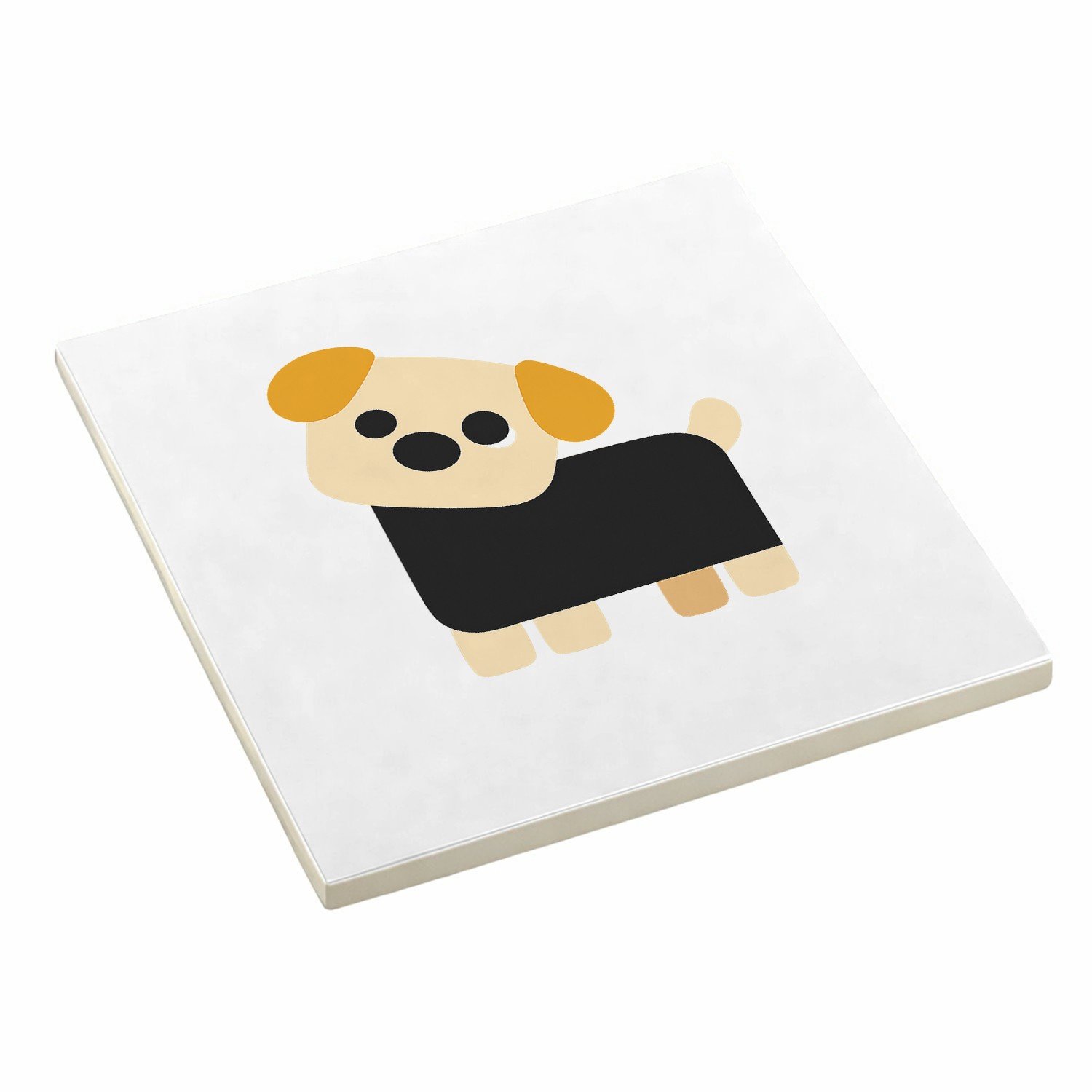 Mr Cadeautjes Decoratie tegel Minimalistische hond met eigenwijze blik - 10,8 x 10,8 cm, keramiek - keuken, badkamer, woonkamer | cadeau Wit