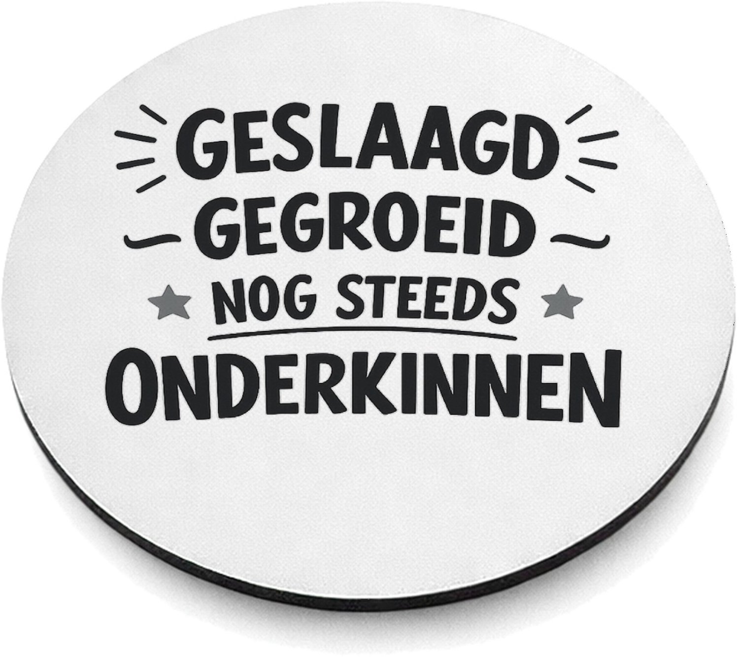 Mr Cadeautjes MDF magnetische fotolijst rond Ø 9,5 - design Grappige woordspeling voor een energiek cadeau-item met een | cadeau Wit