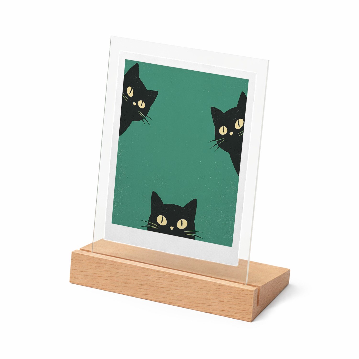 Mr Cadeautjes Glasframe met vaste tekst - design Drie speelse huisdier-silhouetten die vanuit de randen naar | cadeau Wit