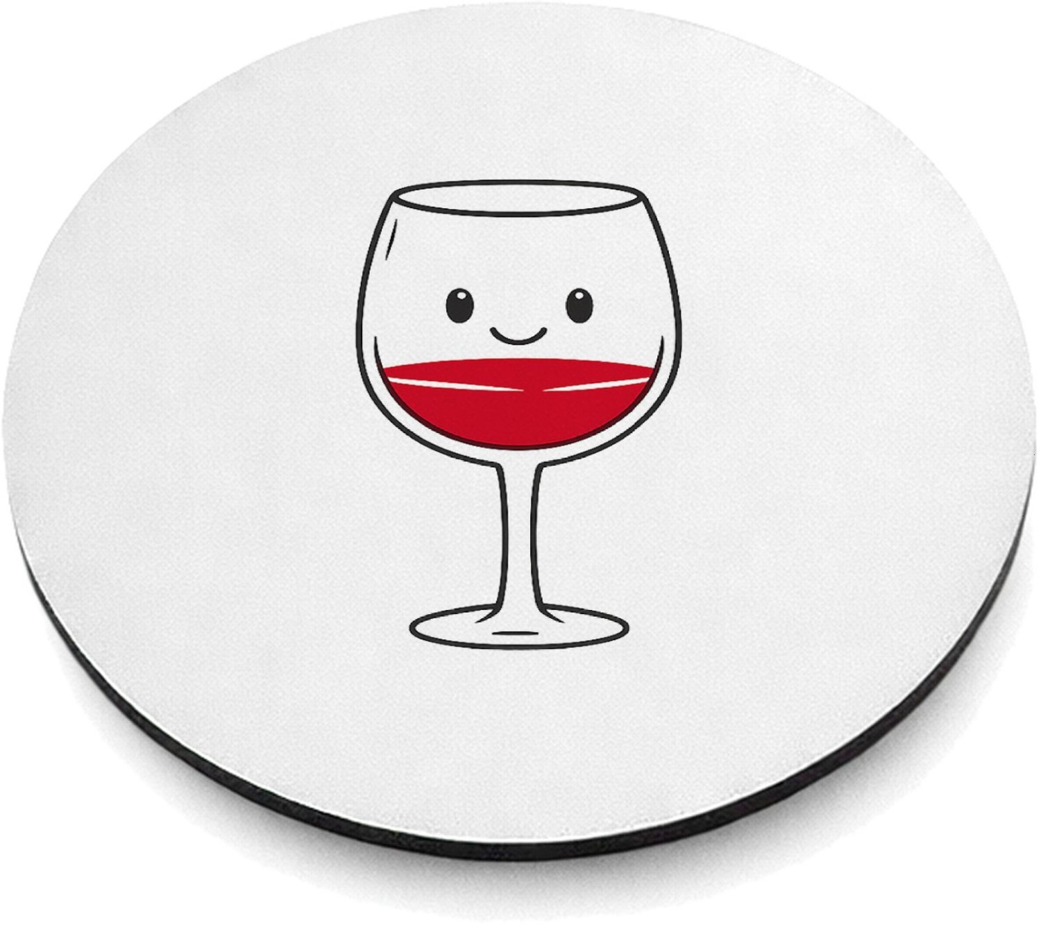 Mr Cadeautjes MDF magnetische fotolijst rond Ø 9,5 - design Een minimalistische koffiebeker met een blij gezicht en een | cadeau Wit