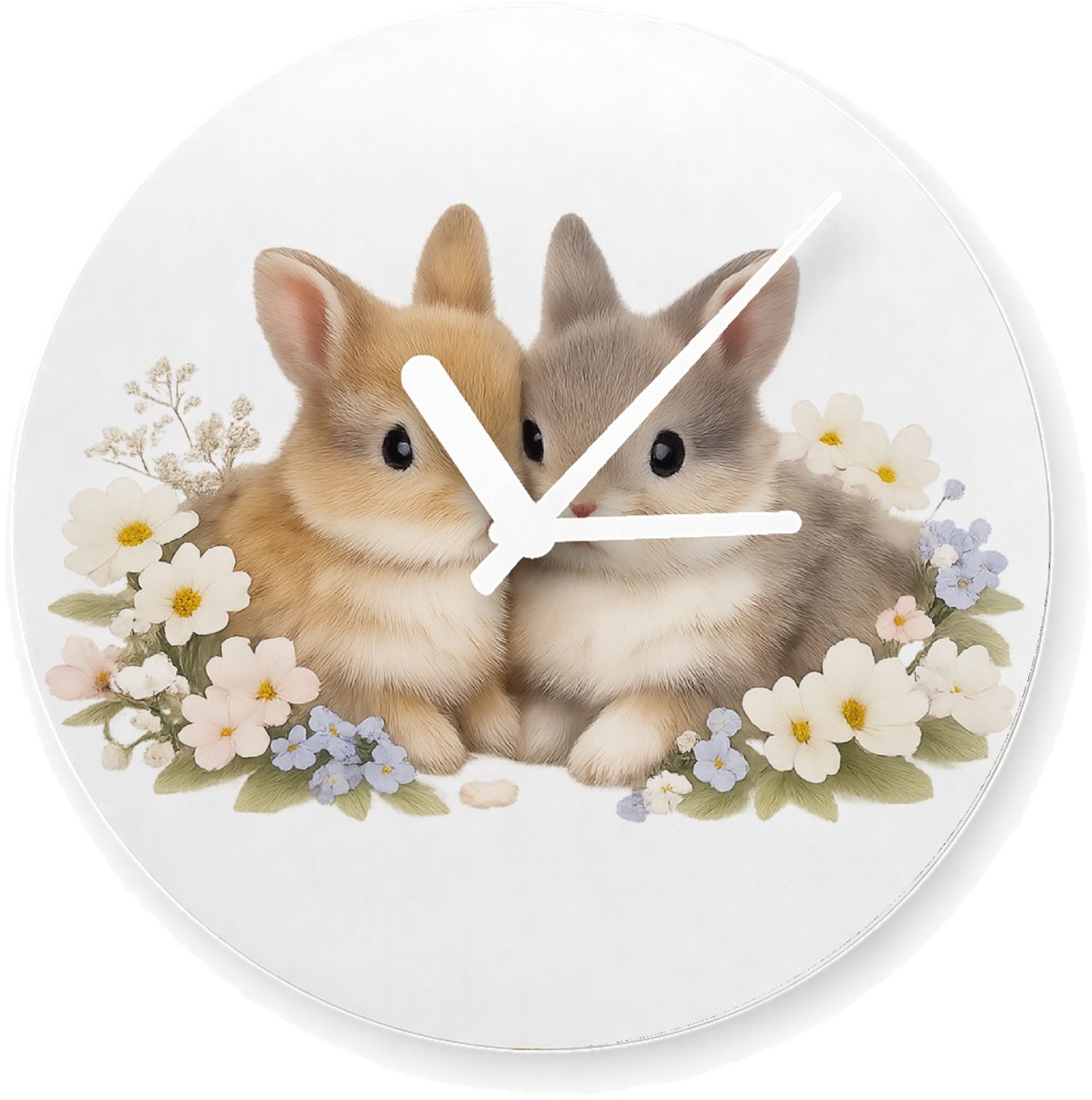 Mr Cadeautjes Glazen klok Ø 20 - design Een lieve, speelse productprint met een sterk centraal focus | cadeau Wit