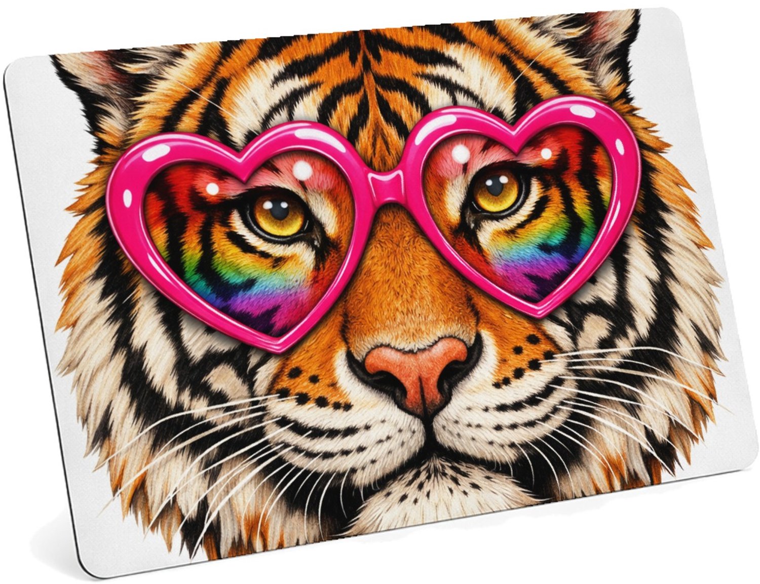 Mr Cadeautjes MDF magnetische fotolijst 28 x 19 - design Een expressief dierengezicht met een speelse, zelfverzekerde | cadeau Wit