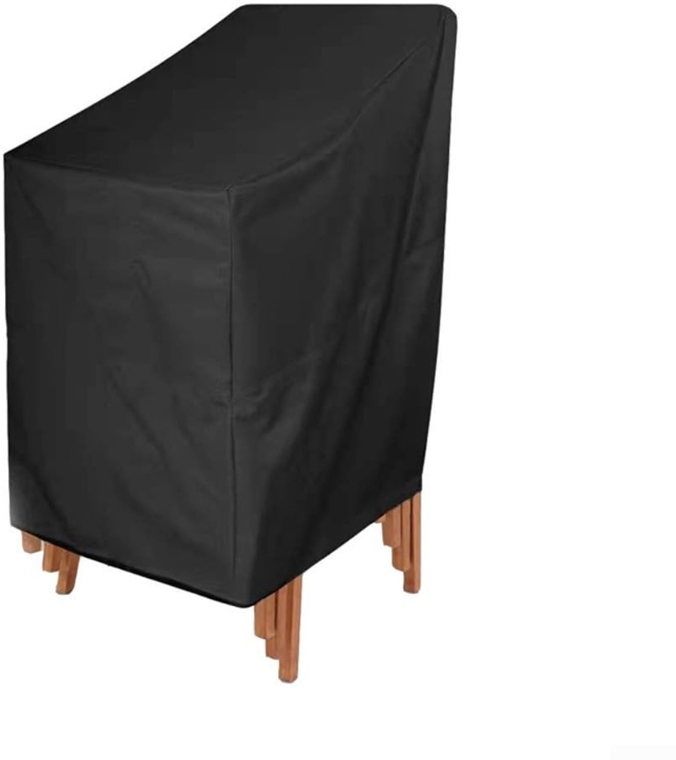 Famanu Tuinstoelhoes van 210D waterdicht voor 1-3 stapelbare stoelen, met verstelbare zoom, 120 cm hoog, biedt uitstekende bescherming tegen regen en stof, ideaal voor tuin- balkonmeubels wit