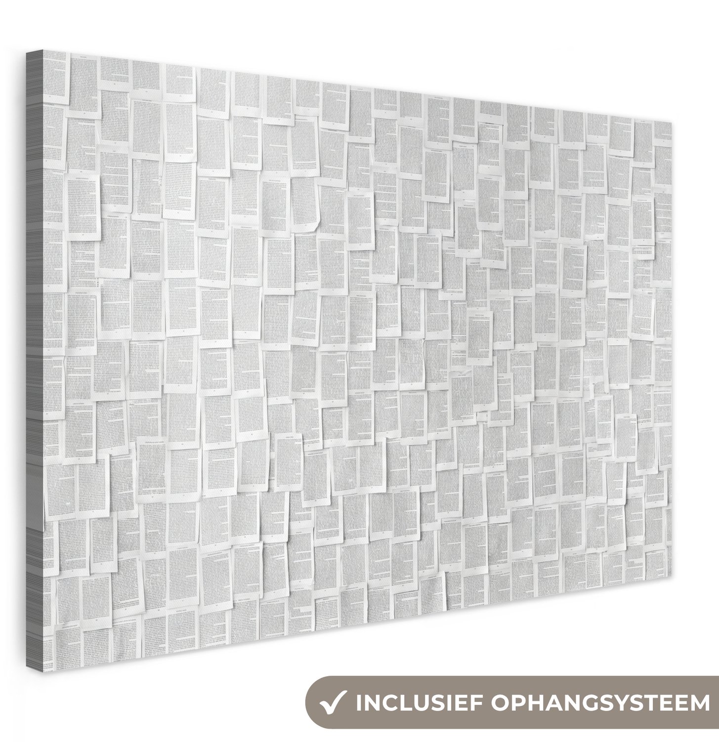 Canvas schilderij 140x90 cm - Exclusieve wanddecoratie Papier - Overlappend - Textuur - Modern - Wit - Muurdecoratie woonkamer - Slaapkamer decoratie - Kamer accessoires - Schilderijen op canvas groot XXL