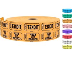 Tacticai loterijtickets - 2000 - Oranje (1 van 8 kleuren) - Dubbele rol - Voor evenementen, toegang, klassenbeloning, inzamelingsacties en prijzen