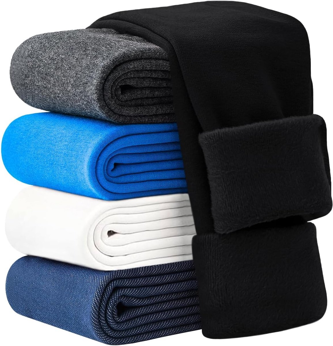 Leggings voor meisjes, warme broek, katoen gevoerde leggings, zwart, 11-12 Jaar