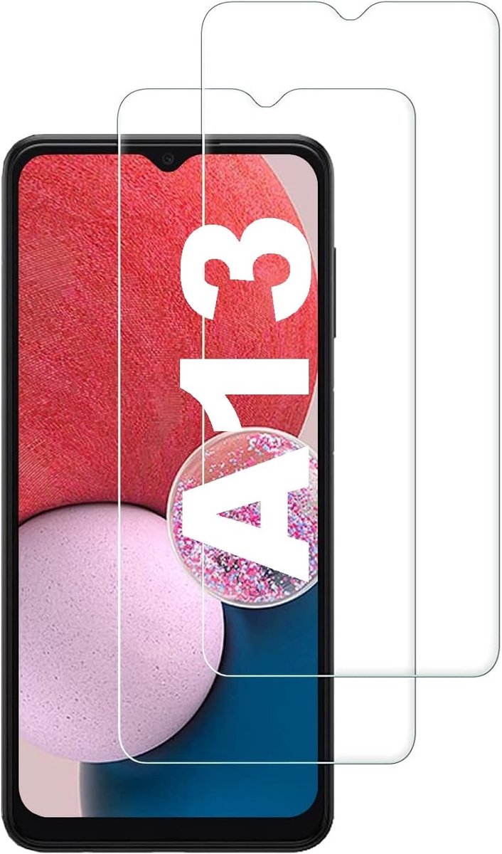 compatibel met Samsung Galaxy A13, pantserbescherming, glas, beschermfolie, echt hard, gehard glas, 9H, kristalhelder, krasbestendig