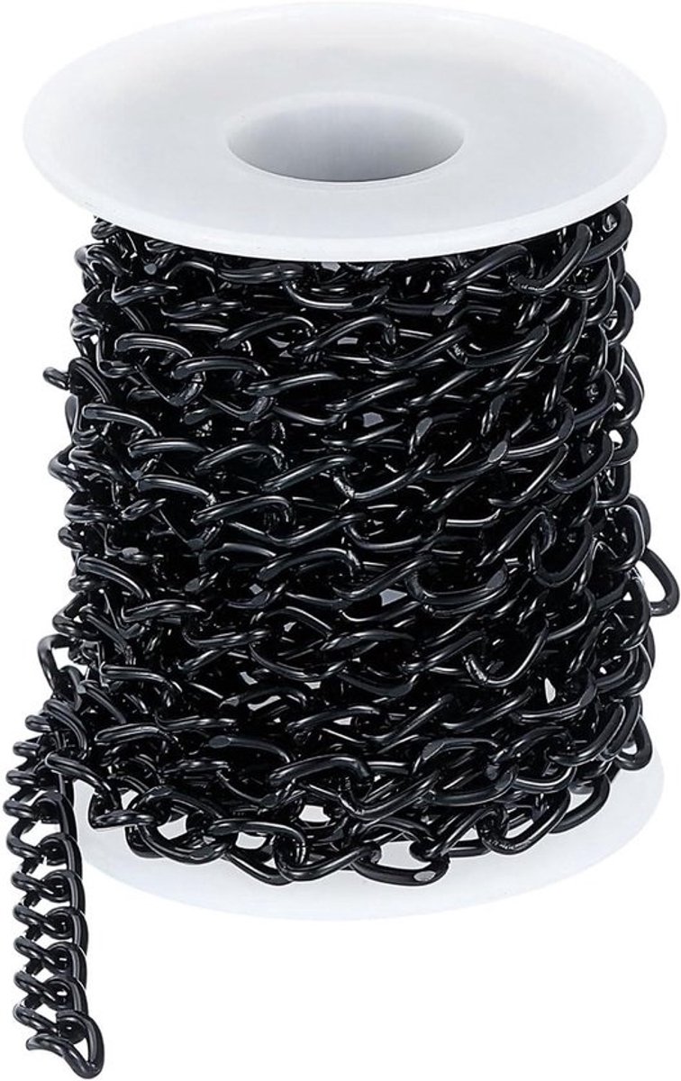Schakelketting Aluminium - Ketting op rol - Knutselen en decoratie - Niet-gelast ontwerp - 5 meter - Zwart