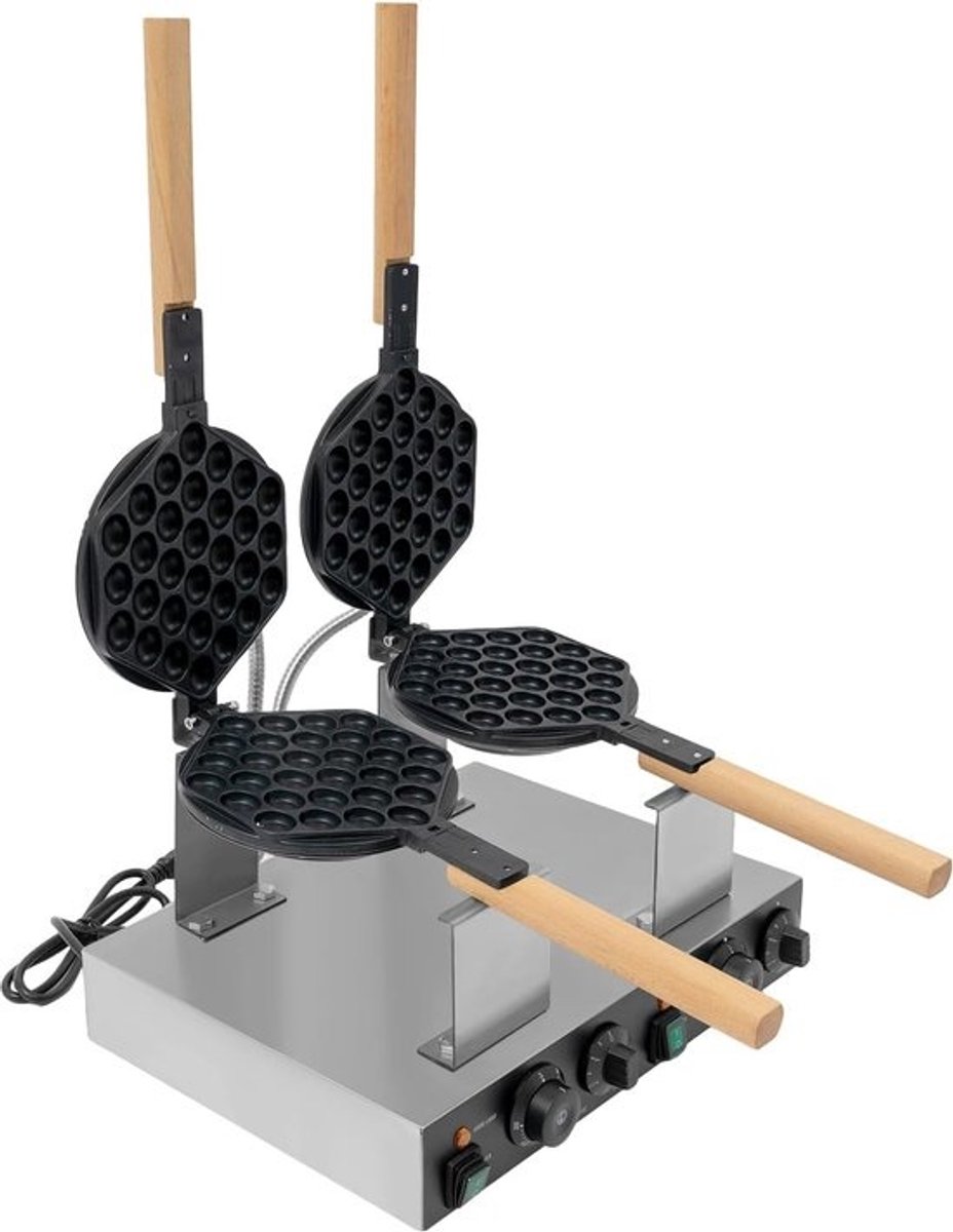 Professioneel Wafelijzer - Wafelmaker Apparaat - Snelle Horeca - Dubbele Antiaanbakplaten - 44.5x33.5x23.5 cm - Zwart