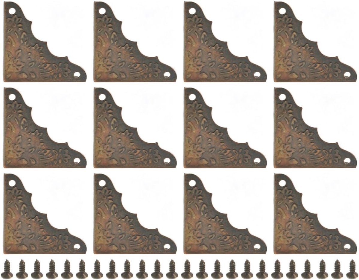 12 stuks rode koperen rand doos hoekbeschermer met schroeven, meubeltafel randbeschermers, voor ambachtelijke makers, sieradendoos restauratie