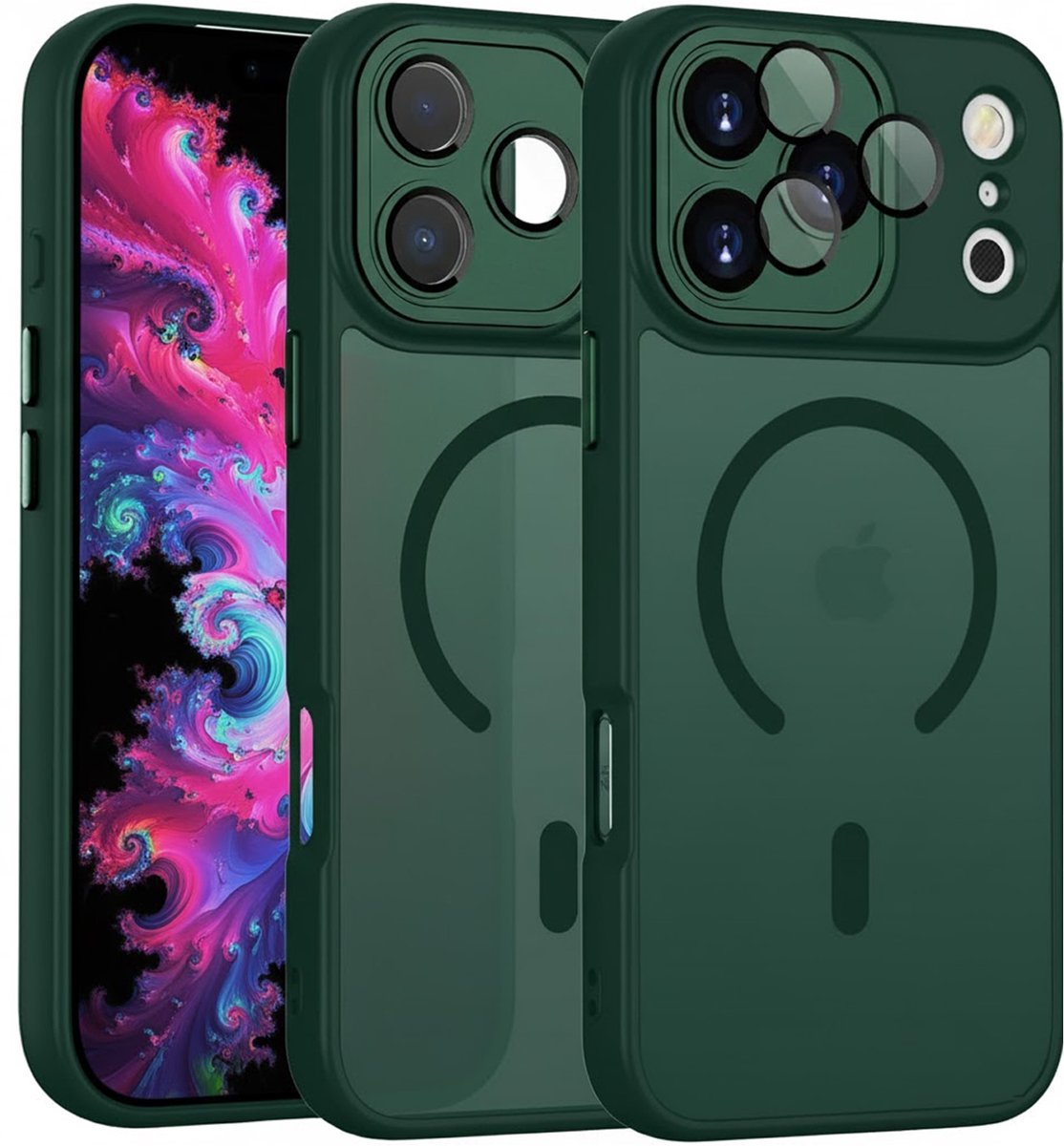 Hoesje Geschikt voor Apple iPhone 18 Pro Max - Geschikt voor MagSafe Telefoonhoesje - Groen - Casemania Matte Armor Magnetische Back Cover - Val/Stoot Bescherming met Camera Protection