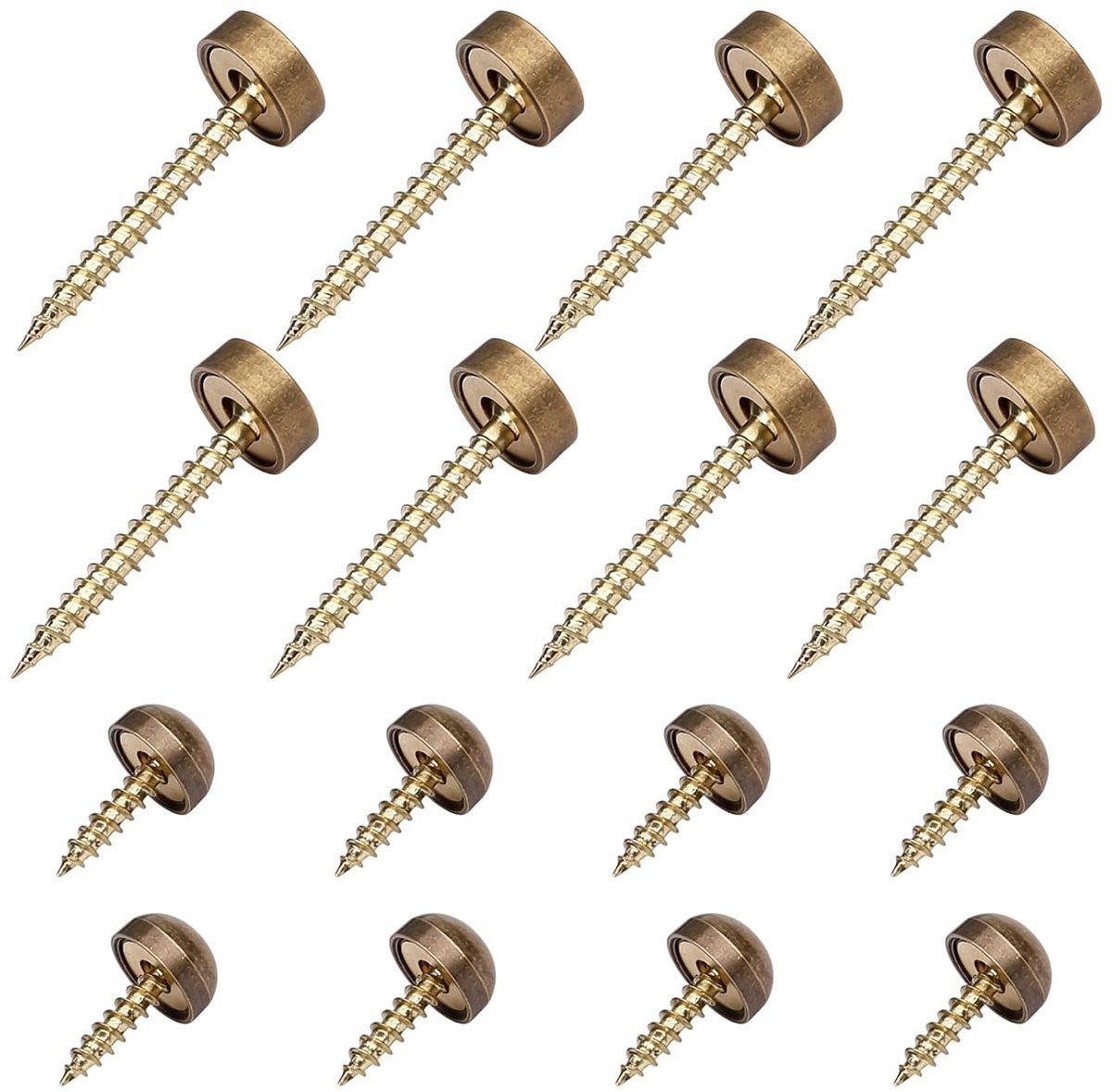 16 stuks decoratieve messing schroeven met doppen voor spiegels (9 mm 12 mm)