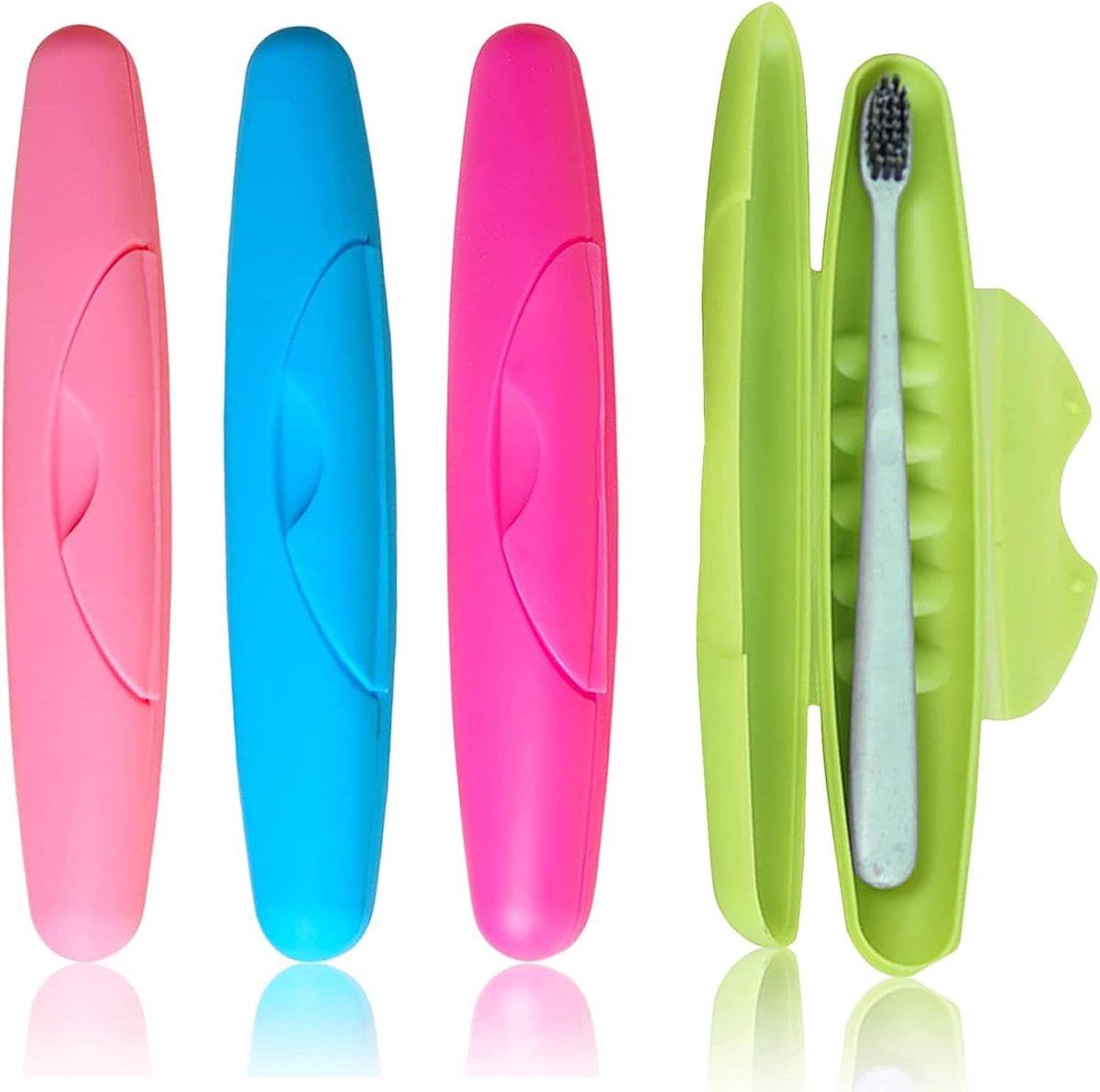Draagbare Opbergtas voor Tandenborstels - Plastic Bescherming voor Reizen, Kamperen en School - Set van 4 Stuks