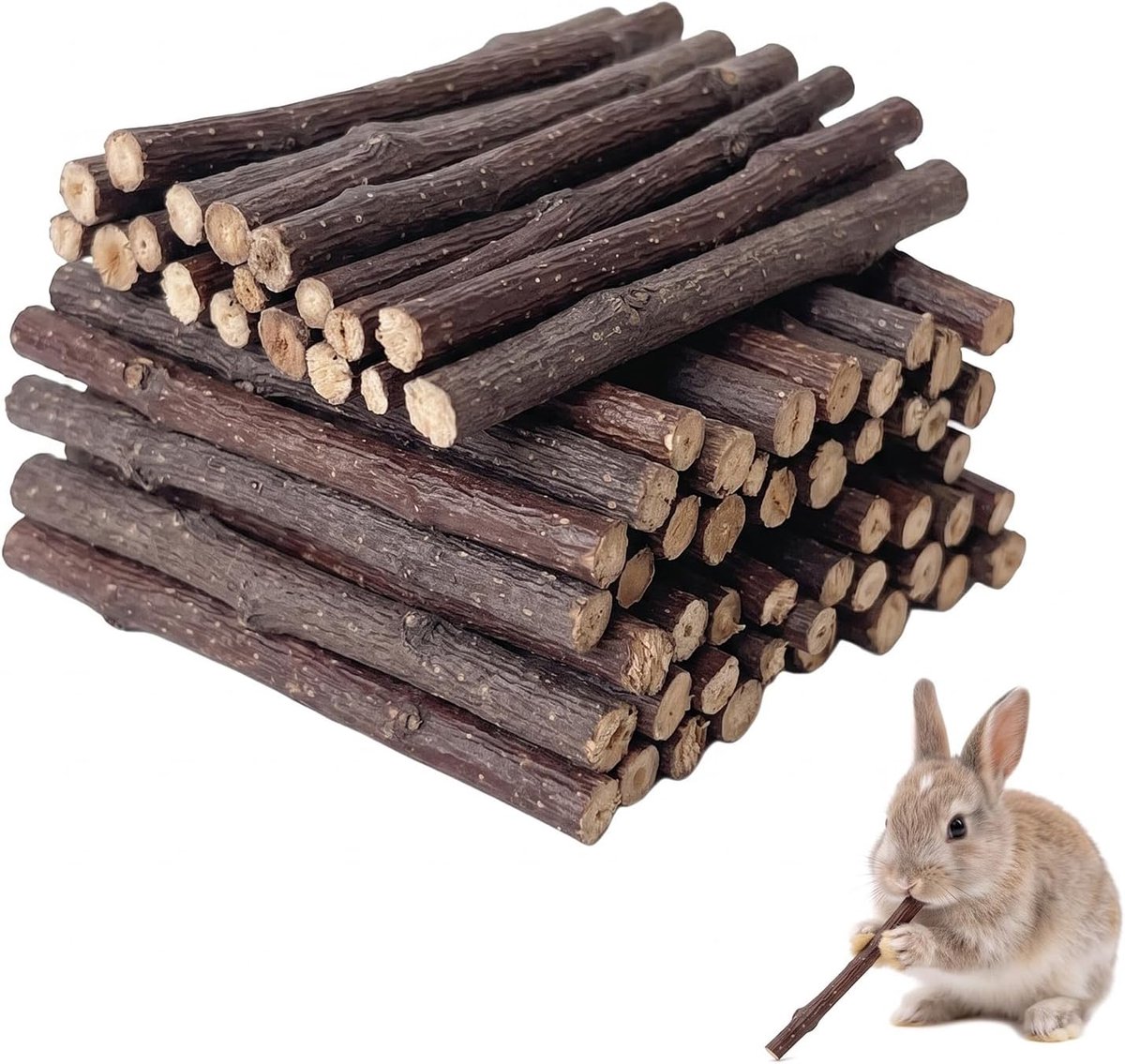 Speelgoed, appelhouten takken ca. 10 cm, natuurlijke knabbelstokken voor konijnen, hamsters, cavia's, chinchilla, kleine dieren speelgoed voor tandverzorging