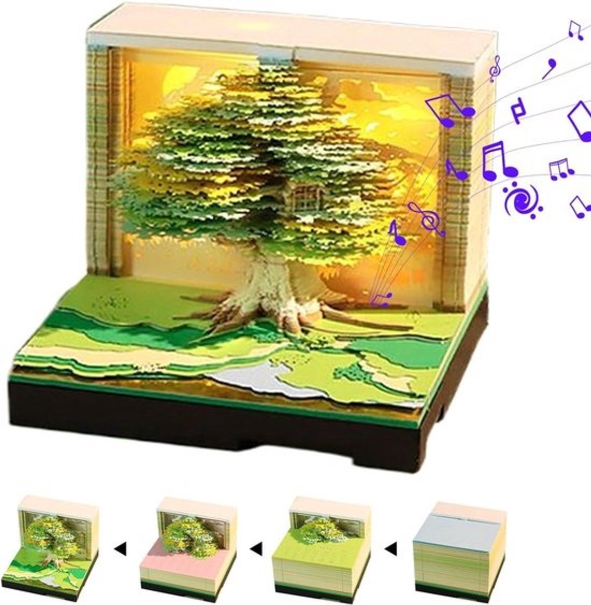 Papieren Sculptuur Kalender - 3D Kalender Blok Memo Kalender - Bureau Organisatie - Geïntegreerde Muziekfunctie
