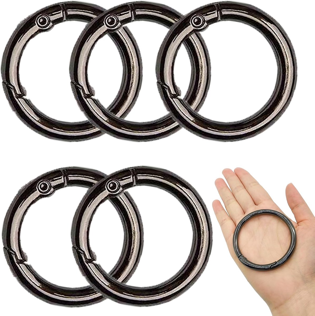 5 stuks ronde karabijnhaken 61 mm grote ronde veergesp veer ring gesp zinklegering gesp gesp gesp haak clips voor tassen, handtassen, sleutelhangers