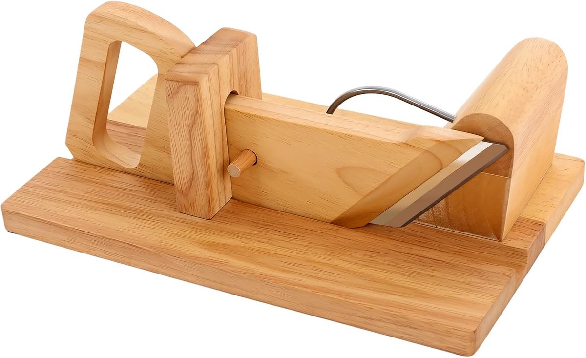 Worstsnijder van hout, worstschaaf, groentesnijmachine, roestvrij stalen mes, guillotine kaassnijder, snijmachine van hout voor worst, gedroogd, kaas, ham, spek