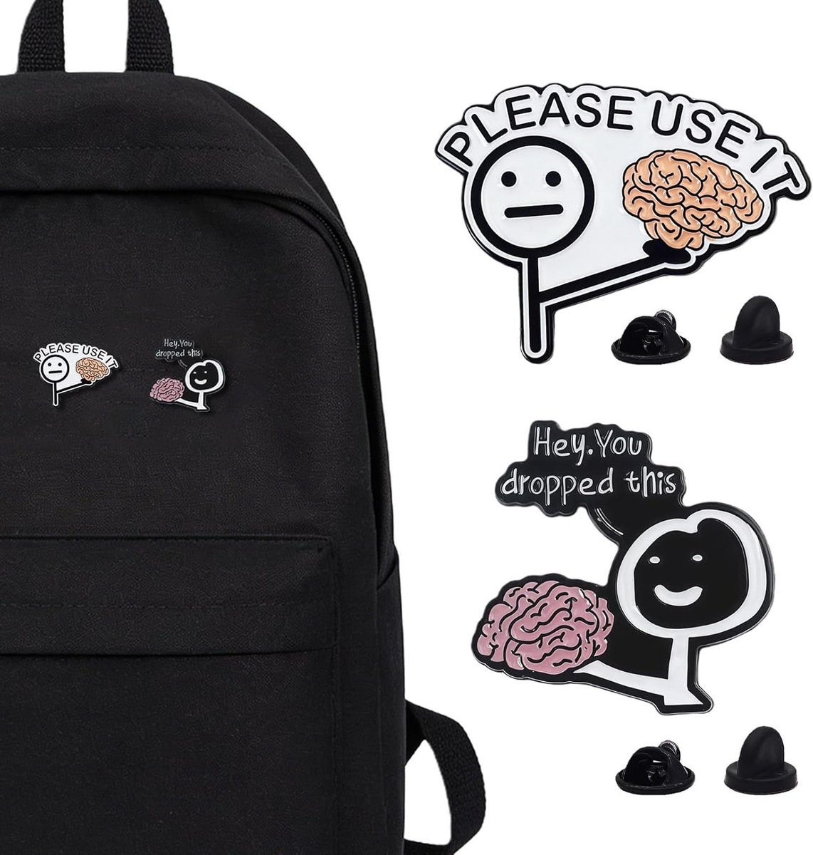 Pack van 2 badge pins, grappige broche pin, broche pin, "Hey.Je hebt dit laten vallen" "PLEASE USE IT", grappige pin, gepersonaliseerd voor kleding, tassen, rugzakken, badges en accessoires
