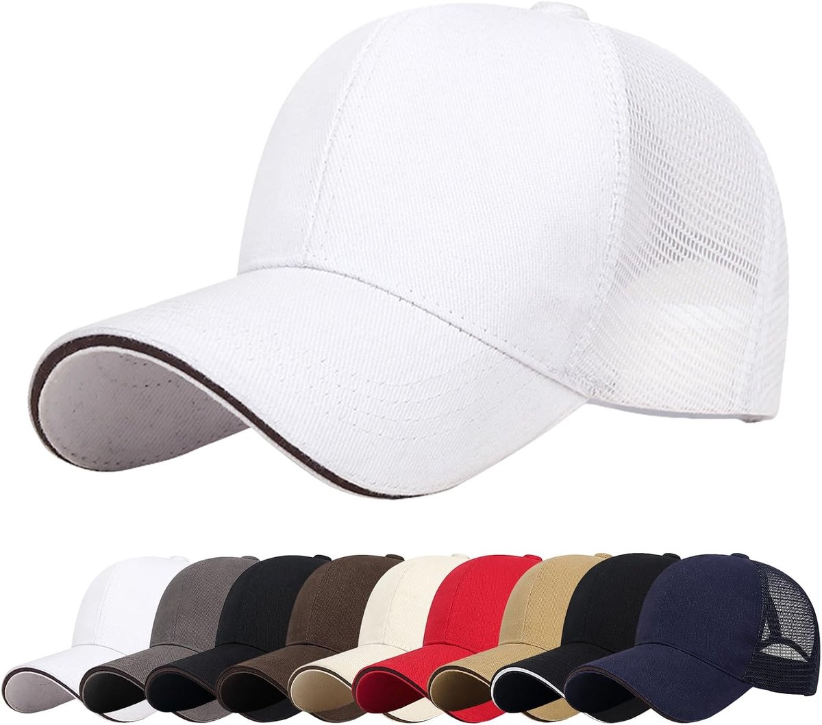 Baseballpet met mesh achterkant, uniseks, verstelbare snapback, UPF 50+ uv-bescherming, ademende zomerzonnehoed voor outdoor, golf, reizen, hiphop-stijl