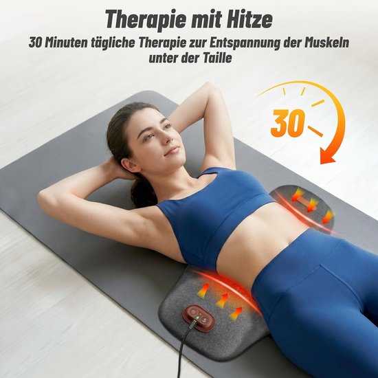 Rugkussen onderrug - Klassiek Grijs - Ergonomisch 26° lendensteun met warmte- en vibratiemassage - Traagschuim - Voor thuis en kantoor — afbeelding 3