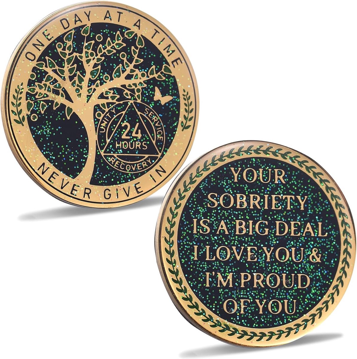 24 uur nuchterheid Chip, Tree of Life Recovery Coin, AA Recovery Medaillon, Anniversary Token Nuchterheid Geschenken, Anonieme Alcoholisten Medaillon