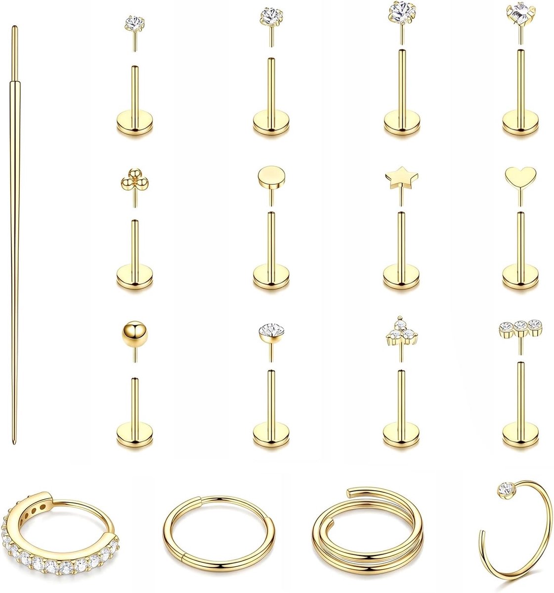 18G Tragus Helix Labret Piercing binnendraad oorstekers oor lippiercing tragus kraakbeen navel piercing Conch grootte 6mm