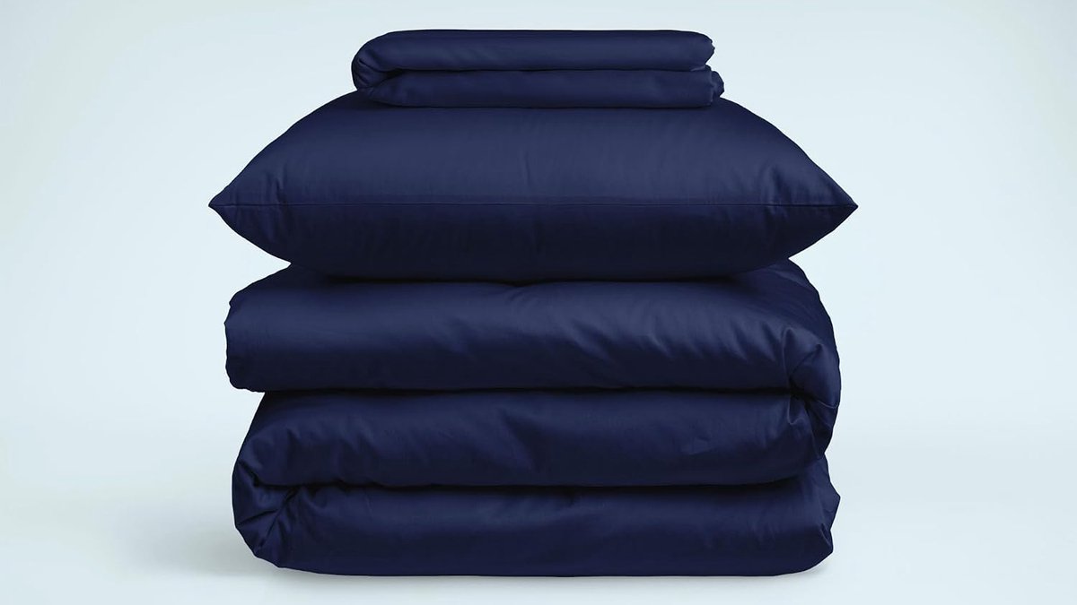 Dekbedovertrek in Katoen Satijn 240x220cm + 2 Kussenslopen 60x70cm met Fijne Ritssluiting - Kleur: Nachthemel Blauw