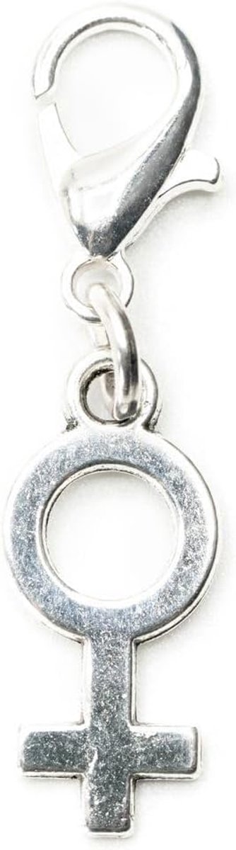 Vrouwelijk symbool charm hanger vrouwen power LGBTQ+ vrouw Girl Power - handgemaakte modesieraden I verzilverde ketting - bedelhanger bedelarmband - hanger voor armband, 18mm, Metaal
