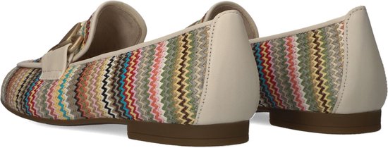 Instappers met multicolore zigzag patroon, crème accenten en goudkleurige gesp.
