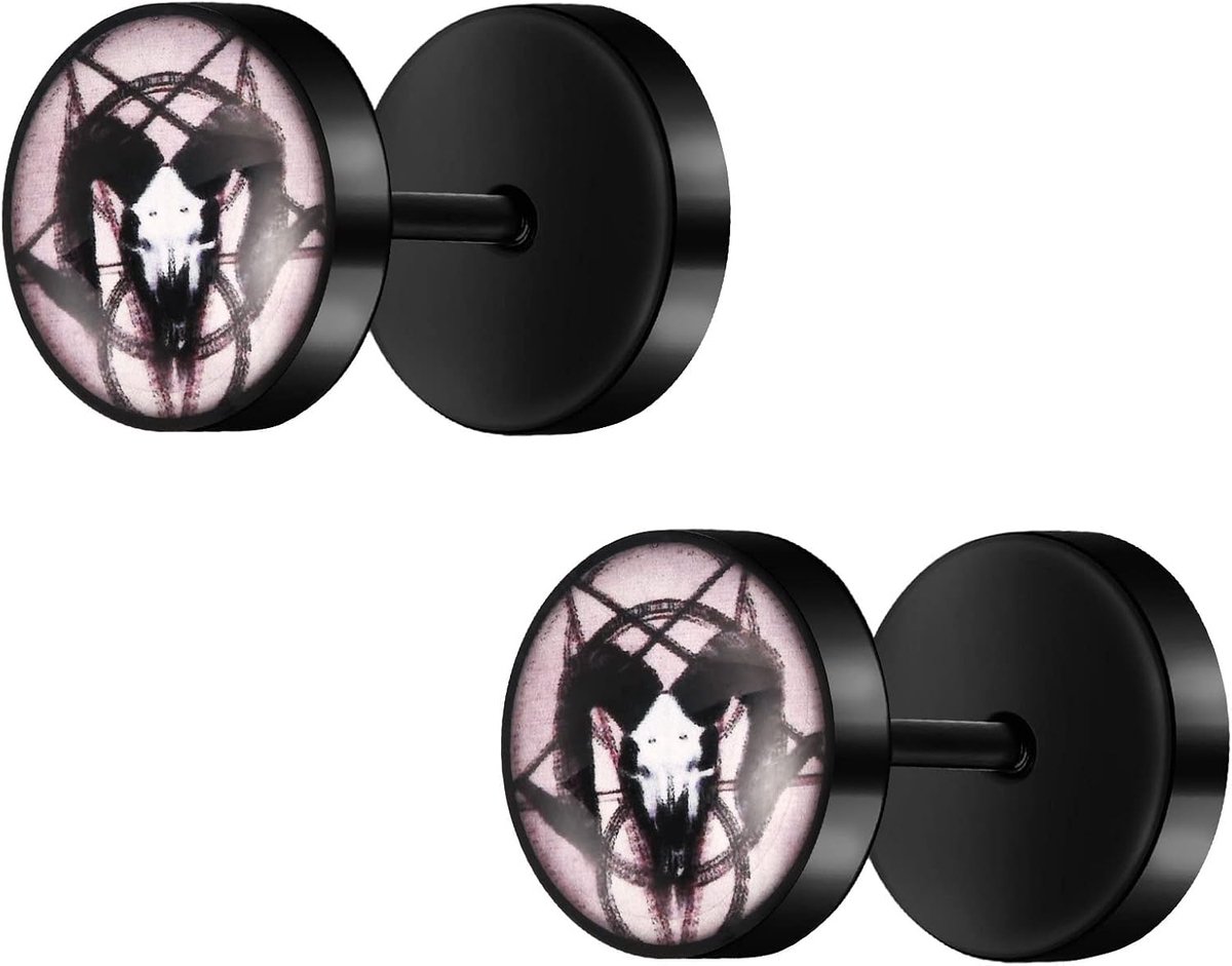 Stud Oorbellen Roestvrij Staal Hypoallergene Piercings Barbell Plugs Schroef Studs Tai Chi/Trident/Geit Baphomet/Star Galaxy, Enamel, Geen edelsteen