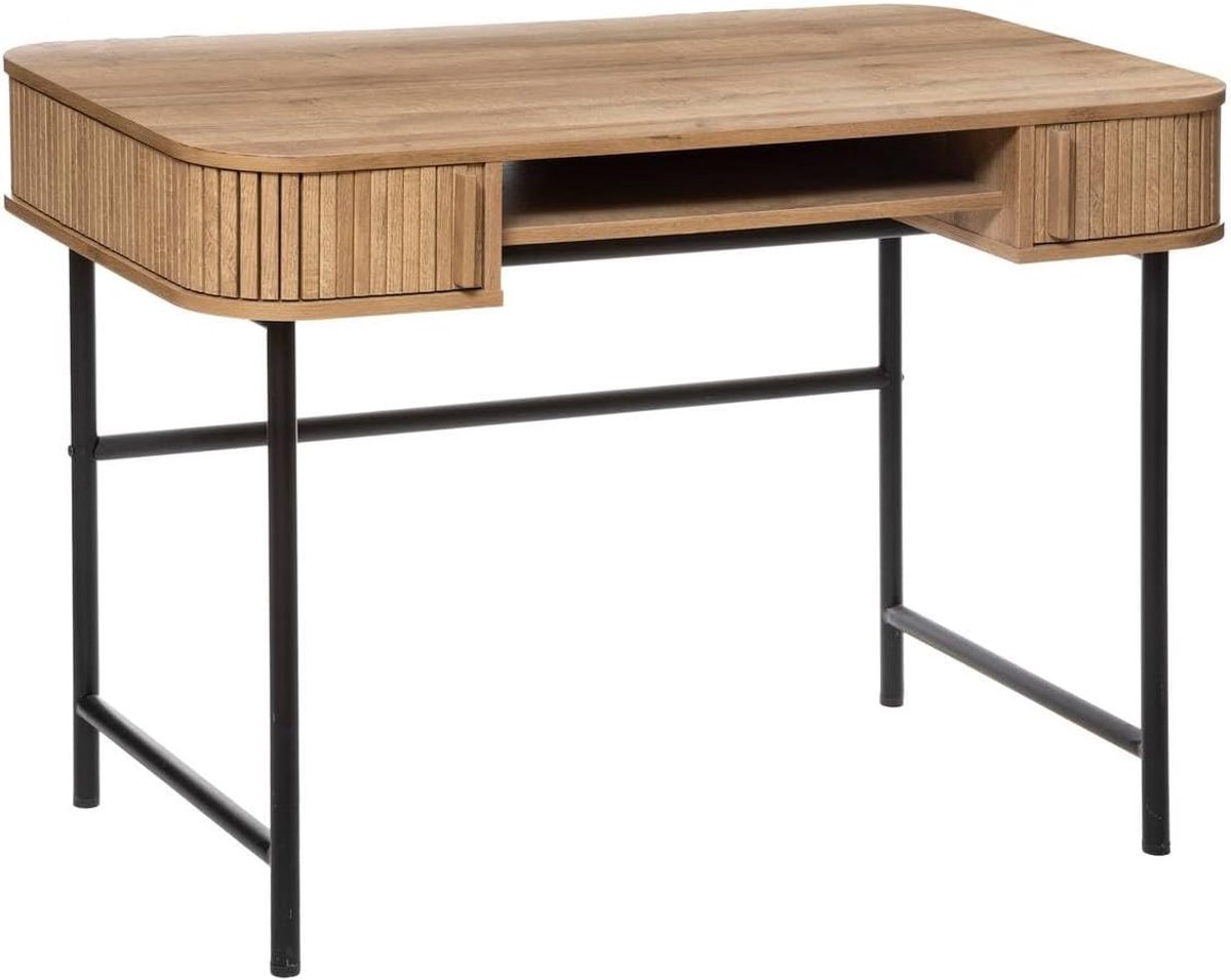 Interieurontwerper – bureau Colva 2 deuren eikeneffect – opbergkast voor slaapkamer, woonkamer, kantoor – 105 x 75 cm (l x h) – hout en zwart