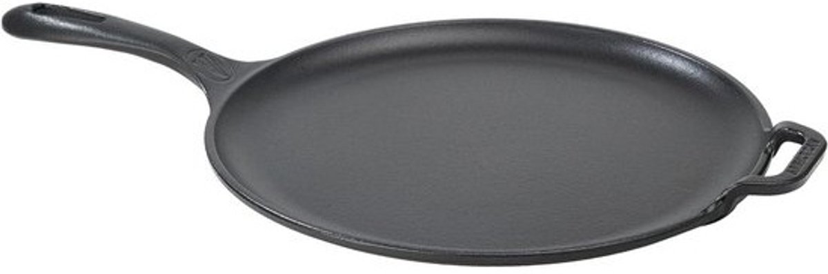 Grillpan Gietijzer - Pizza pan Koekenpan - Pizza Bakken - PTFE en PFOA Vrij - 30 cm - Zwart