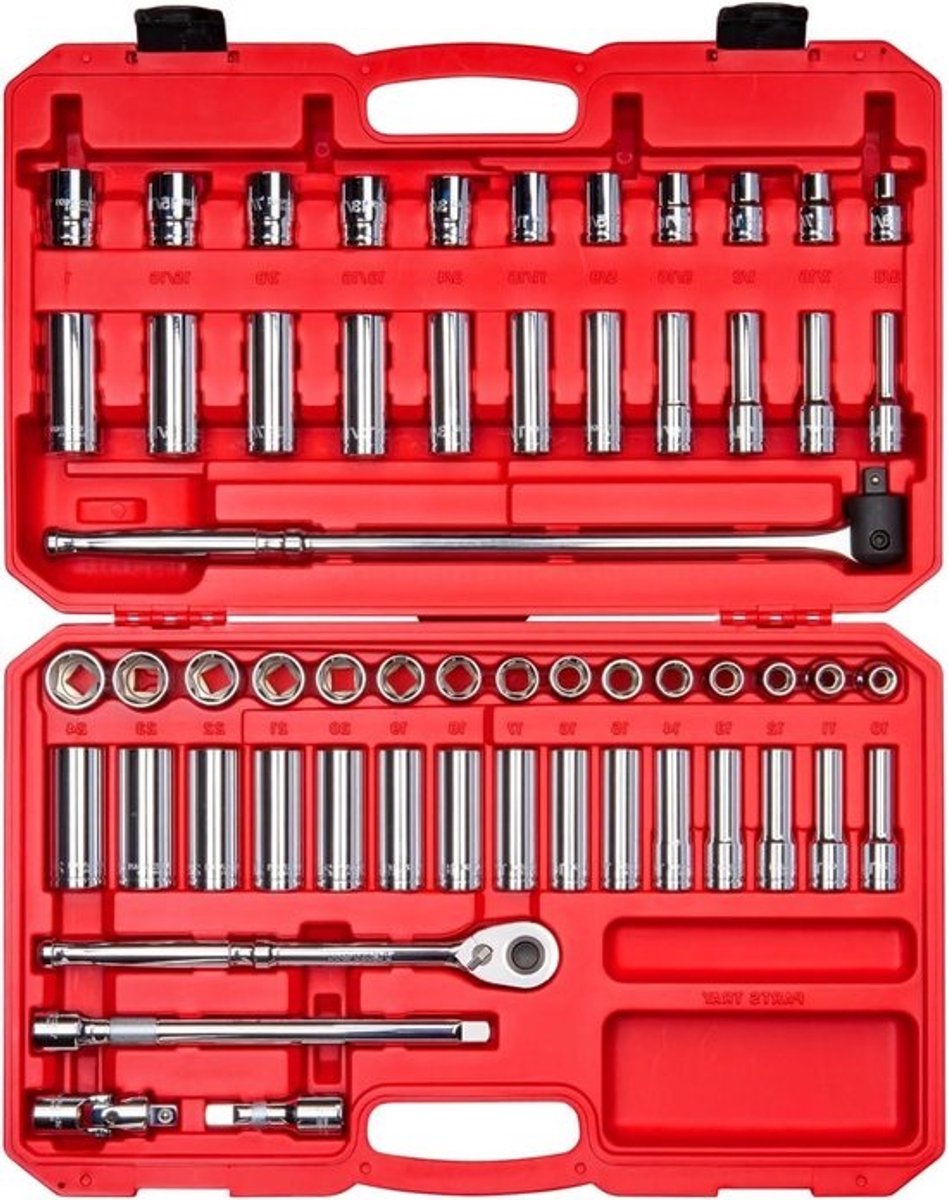 Dopsleutel Set - Ratchet Set - Reparaties Uitvoeren - 90 Tands Ratel - 57 Delig - Zilver