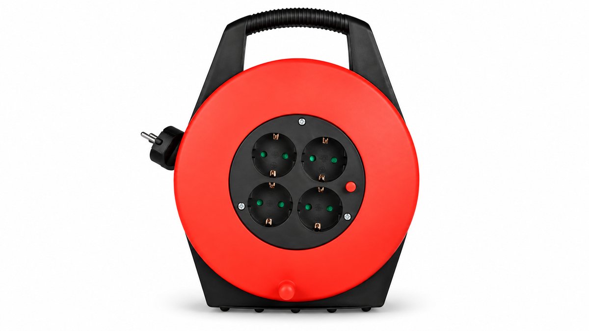 Kabelbox 10 meter - 4 stopcontacten - Thermische beveiliging - Met handgreep