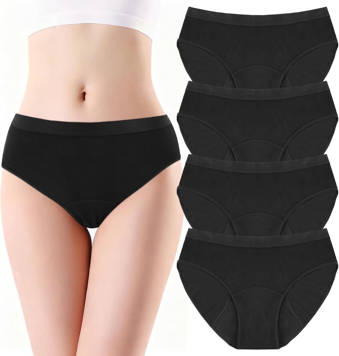 set van 4, menstruatieslip, meisjes, menstruatieslip, wasbaar, shorts voor tieners, zacht en comfortabel, medium