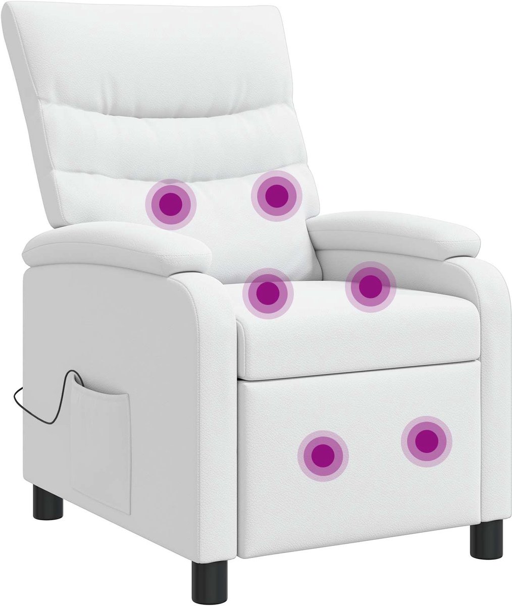 vidaXL Massage - Relaxstoel - Wit - Kunstleer