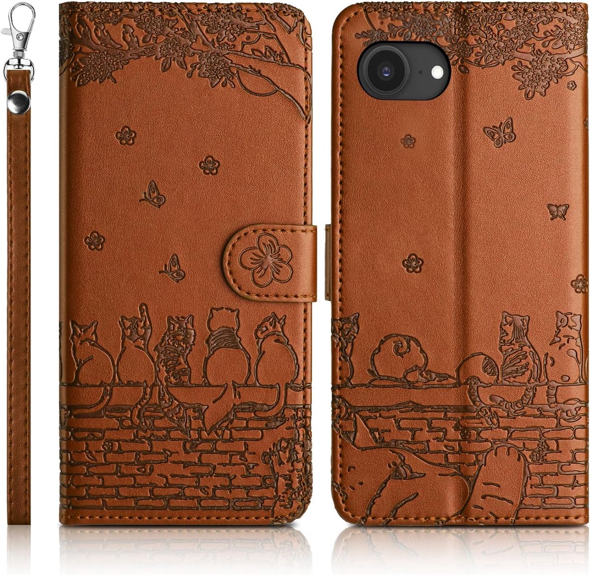 Beschermhoesje voor iPhone 17e Premium PU lederen portemonnee Flip boek hoes standfunctie slot kaart magneetsluiting case beschermhoes voor iPhone 17e bruin
