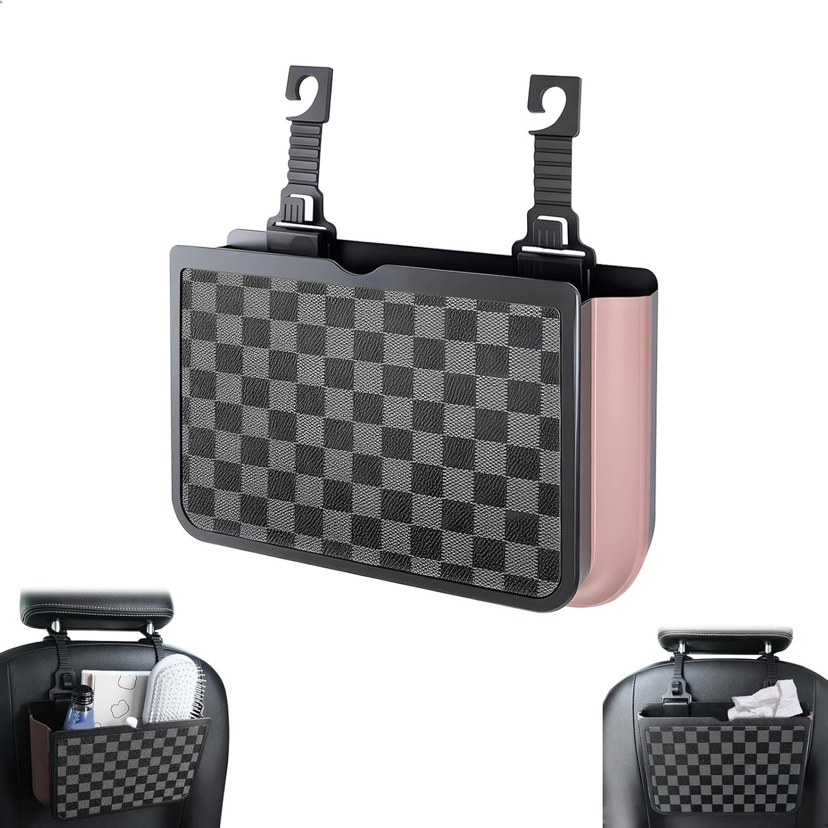 Vuilnisbak voor de achterbank, organizer, auto-afvalemmer, zwart, opvouwbaar, multifunctionele auto-organizer, auto-afvalbak voor afvalopslag, interieur, auto-accessoires