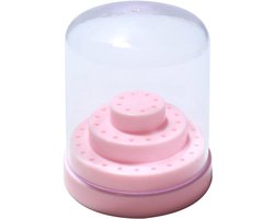 48 gaten nagelboorhouder professionele nagelkunst plastic standaard voor kunstboor organizer doos houder (roze)