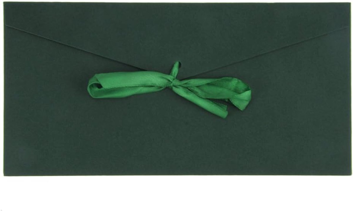 10 stuks blanco enveloppen met strik, enveloppen (22 x 11 cm) in lang formaat voor bruiloft, uitnodigingskaarten, berichtkaart, feest, verjaardag, Kerstmis, cadeau, kaarten