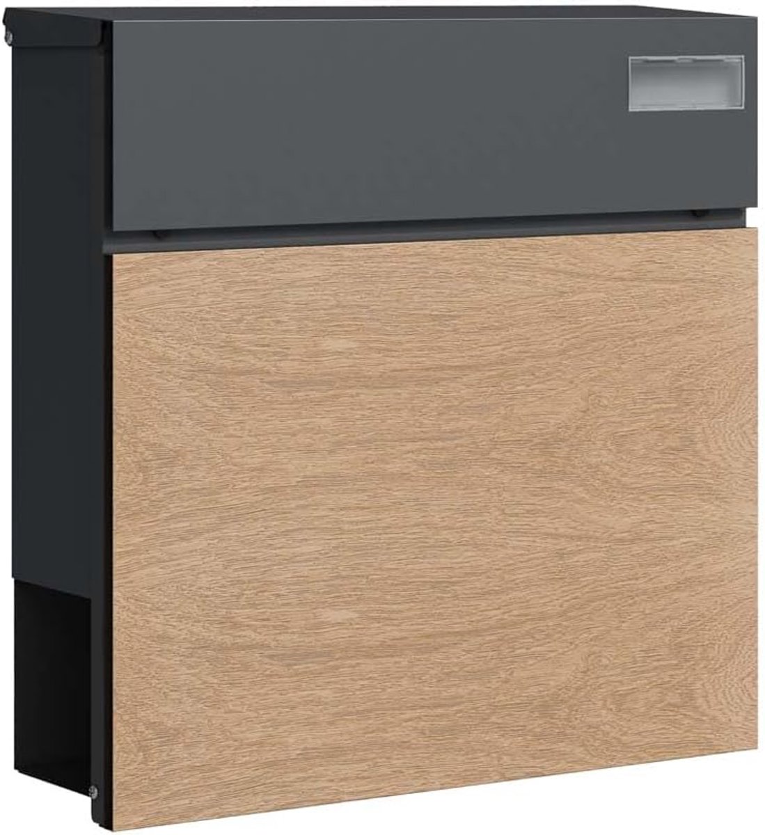 Brievenbus SPB-6 houtdesign, licht & antraciet, met krantenvak, modern en groot, wandbrievenbus