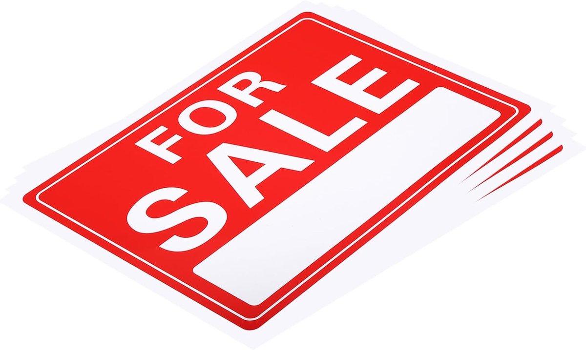 Te koop teken, 4 Stks 30 cm Lx9 "Bx0.01"T Zelfklevend Voor Verkoop Signage voor Zakenwinkels Reclame Commerciële Winkels Auto en Auto Verkoop, Rood Wit, PVC