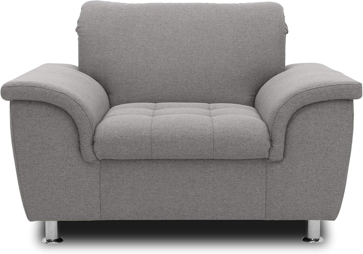 Collection Franzi fauteuil, gestoffeerde set, hoge rugleuning met nekfunctie, beklede stoel, grijs, 120x105x81 cm