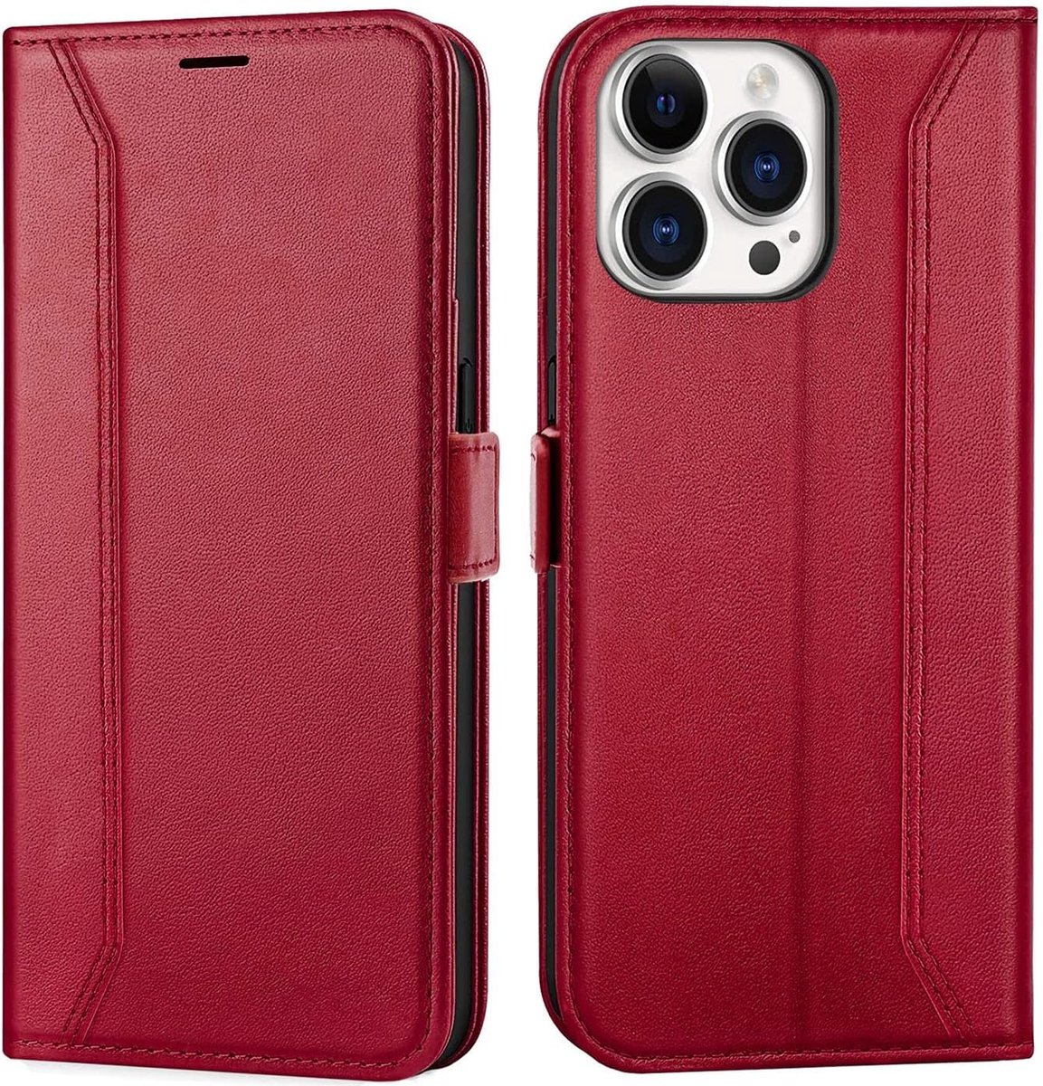 Hoes voor mobiele telefoon voor iPhone 14 Pro, 6,1 inch premium klaphoes, mobiele telefoon, flip case voor Apple iPhone 14 Pro, hoes, boekcase, tas, rood