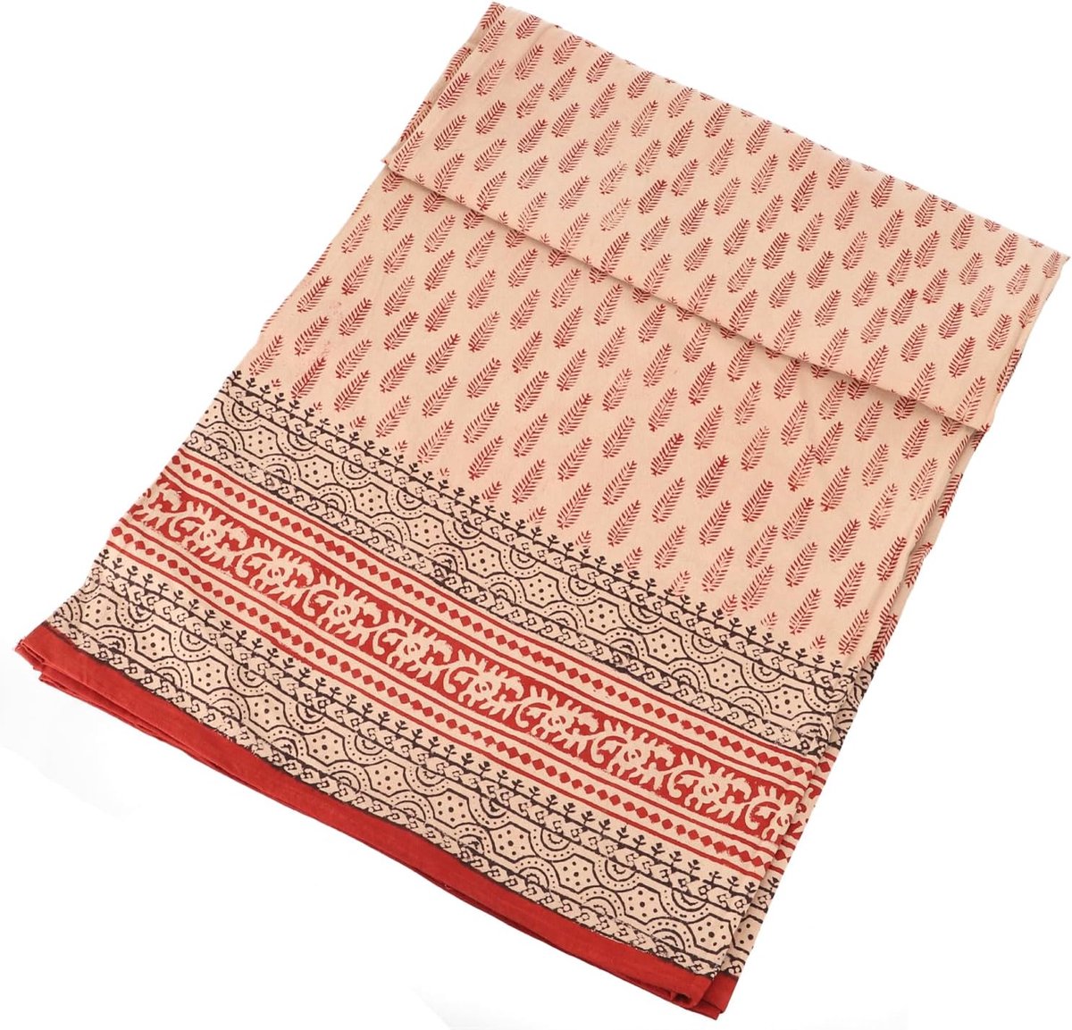 Blok Print Sprei, Bed Sofa Doek, Handgemaakte Muur Hanging, Muur Sjaal - Ontwerp 18, Ivoor, Katoen, Maat: Eenpersoons 150x200 cm, Beddenspreieningen met Blokdruk