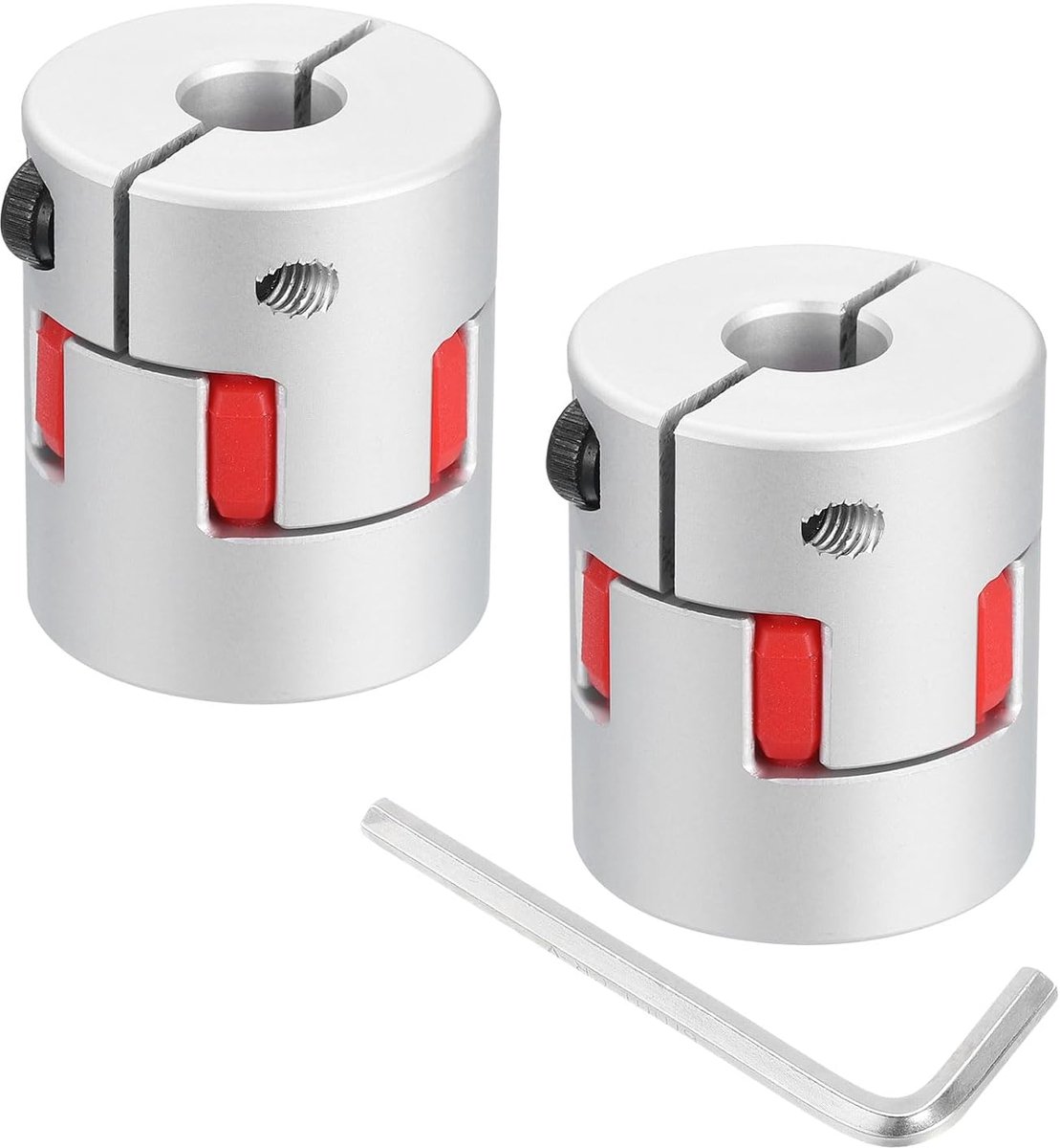 2 stuks D30 L35, 10 mm tot 12 mm flexibele pruimen golvenkoppeling aluminium aansluiting, flexibele spider-koppeling voor 3D-printer, CNC-machine en servostap (zilver kleur/rood)
