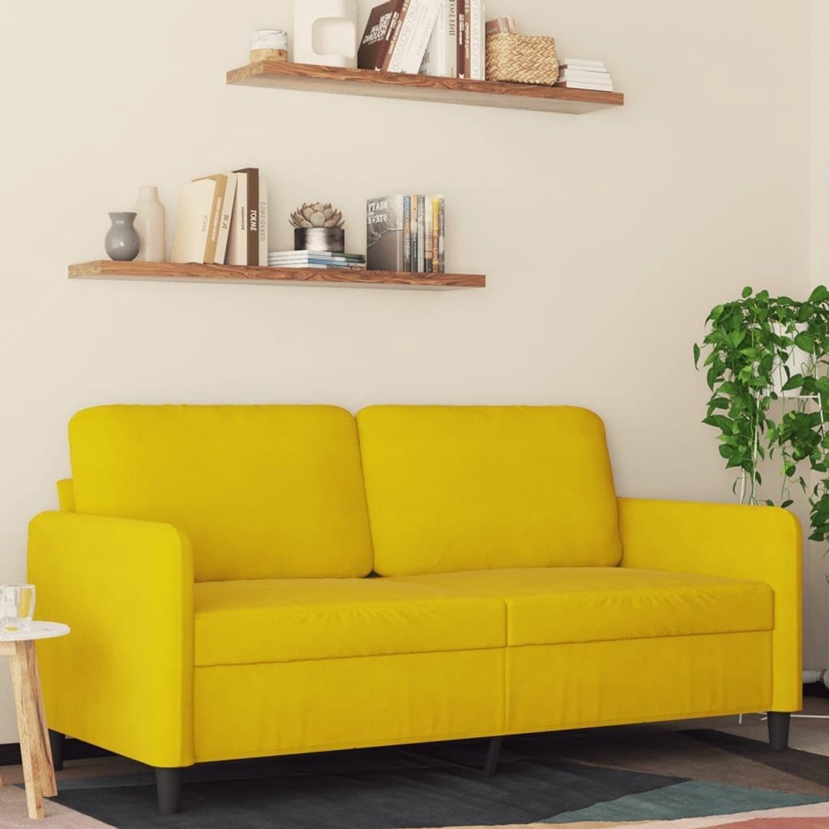 2-zitsbank, geel, 140 cm, fluwelen stoffen gestoffeerde meubels met metalen frame, comfortabele zitgelegenheid voor woonkamer, zachte velours bekleding en stevig design voor duurzaamheid